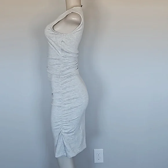 Ann Taylor Heather gray sleeveless comfy ruched dress-S - Picture 2 of 6